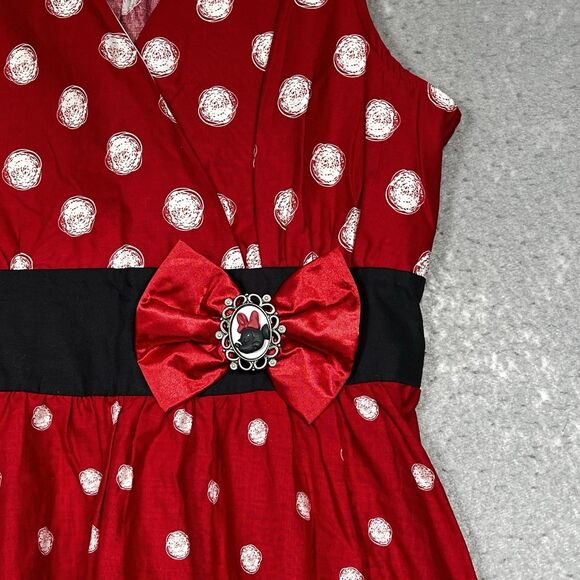 DISNEY PARKS Minnie Mouse Dress XL Red White Sleeveless V-Neck P olka Dot - Picture 7 of 13